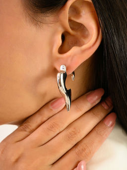 METALM - White Gold Finish 925 Silver Angel Wings Dangle Drop Earrings