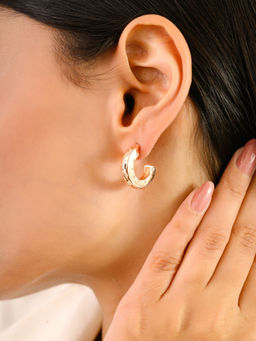 METALM - 925 Silver Sparkling CZ Diamonds Moon & Star Design Hoop Earrings