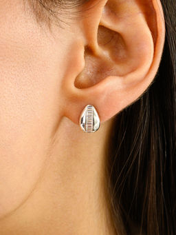 METALM - White Gold Dainty 925 Silver Elegant Pear Shape CZ diamonds Stud Earrings