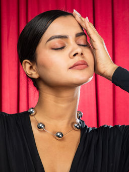 Niscka - Silver Color Round Ball Necklace