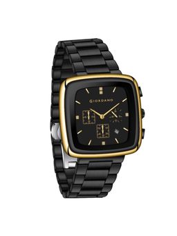 Giordano - Men Black Dial Square Stainless Steel Analog Watch - GZ-50162-33 (M)