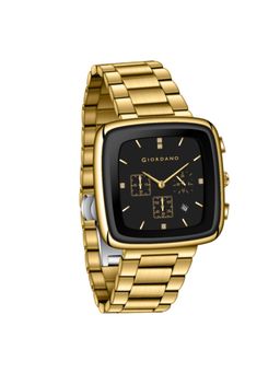 Giordano - Men Black Dial Square Stainless Steel Analog Watch - GZ-50162-44 (M)