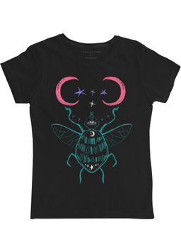 THREADCURRY - Night Bug Graphic Printed T-Shirt - Black