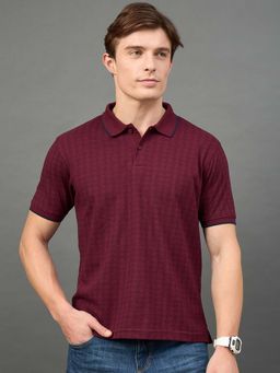 Club York - Maroon Checked Polo T-Shirt