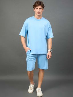 Club York - Light Blue Solid Over Size T-Shirt