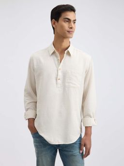 Pepe Jeans - Men's Off White Half Placket Shirt