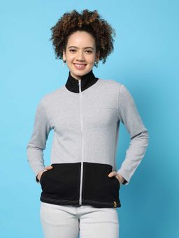 Campus Sutra - Womens Grey Solid Cotton Jacket