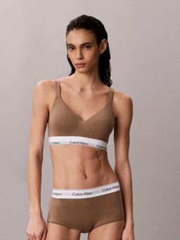 Calvin Klein - Brown Solid Mid Rise Boy-Shorts