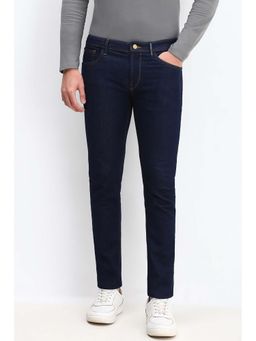 Allen Solly - Men's Navy Blue Solid Skinny Fit Jeans