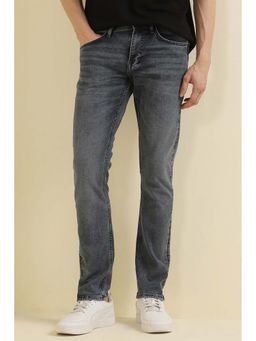 Allen Solly - Men's Grey Solid Slim Fit Jeans
