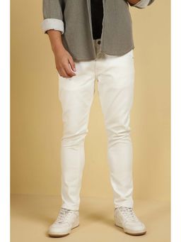 Allen Solly - Men's White Solid Slim Fit Jeans