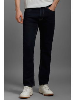 Louis Philippe - Men's Navy Blue Solid Slim Fit Jeans