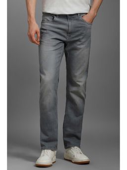 Louis Philippe - Men's Grey Solid Slim Fit Jeans
