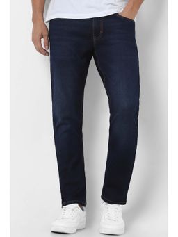 Peter England - Men's Navy Blue Solid Regular Fit Jeans