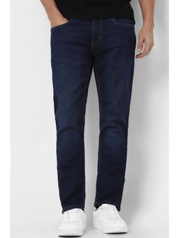 Peter England - Men's Navy Blue Solid Regular Fit Jeans