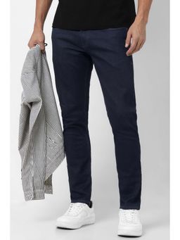 Peter England - Men's Navy Blue Solid Slim Fit Jeans
