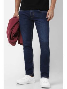 Peter England - Men's Navy Blue Solid Slim Fit Jeans
