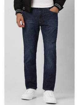 Van Heusen - Men's Navy Blue Solid Regular Fit Jeans