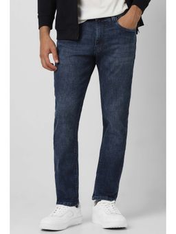 Van Heusen - Men's Navy Blue Solid Slim Fit Jeans