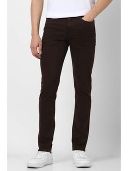 Van Heusen - Men's Brown Solid Slim Fit Jeans