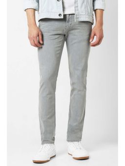 Van Heusen - Men's Grey Solid Regular Fit Jeans