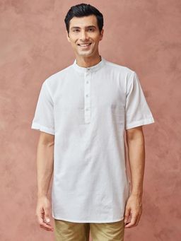 Fabindia - White Cotton Thigh Length Short Kurta