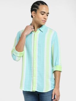 Jack & Jones - Sky Blue Striped Full Sleeves Shirt