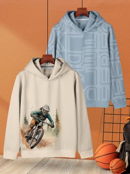 HELLCAT - Multi Colo Trendy Printed Cotton Blend Hoodie Sweatshirt for Boys (Set of 2)