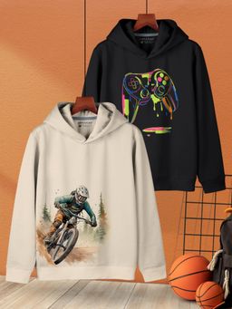 HELLCAT - Multicolor Trendy Printed Cotton Blend Hoodie Sweatshirt for Boys (Set of 2)