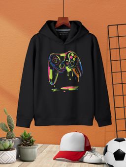 HELLCAT - Black Trendy Printed Cotton Blend Hoodie Sweatshirt for Boys