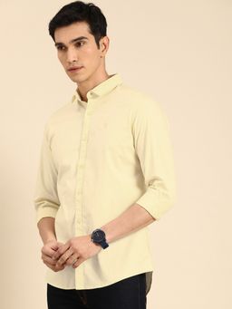 Being Human - Mens Slim Fit Solid Casual Shirt Yellow
