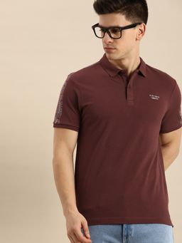 Being Human - Mens Regular Fit Solid Polo T-Shirt Wine