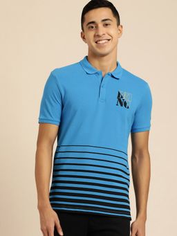 Being Human - Mens Regular Fit Striped Polo T-Shirt Blue