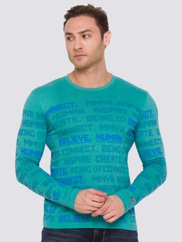 Being Human - Mens Slim Fit Typography T-Shirt Green
