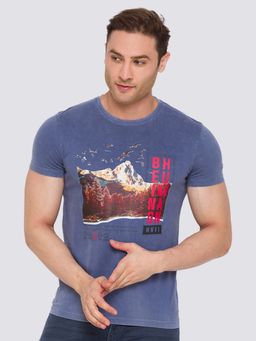 Being Human - Mens Slim Fit Printed T-Shirt Blue