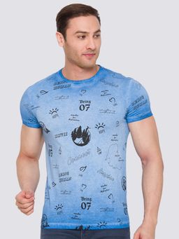 Being Human - Mens Slim Fit Printed T-Shirt Blue