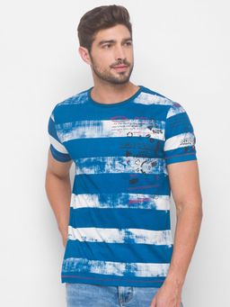 Being Human - Mens Slim Fit Striped T-Shirt Blue