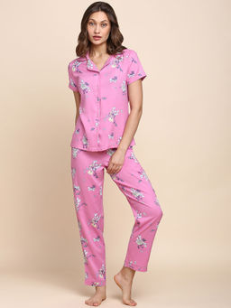 Van Heusen Woman Lingerie and Athleisure - Allover Print & Short Sleeves Lounge Shirt & Pyjama Set