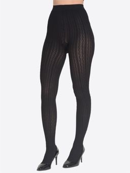 Mod & Shy - Women Black Self Design Pantyhose Stockings