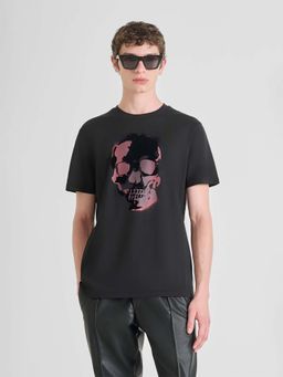 Antony Morato - Men Black Jersey Rubber Print T-Shirt