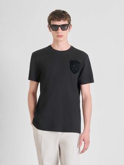 Antony Morato - Men Black Jersey Embroidered T-Shirt