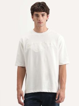 Rare Rabbit - Off White Cotton Regular Fit Embroidered T-Shirt