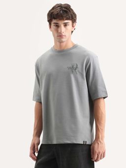 Rare Rabbit - Grey Cotton Regular Fit Graphic Print T-Shirt
