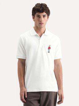 Rare Rabbit - White Cotton Blend Regular Fit Plain Polo T-Shirt