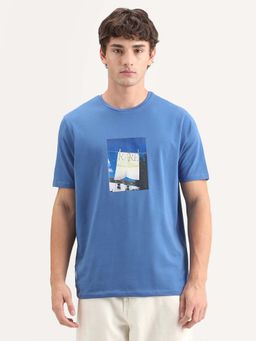 Rare Rabbit - Blue Cotton Blend Regular Fit Graphic Print T-Shirt
