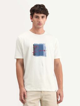 Rare Rabbit - Off White Cotton Blend Regular Fit Graphic Print T-Shirt