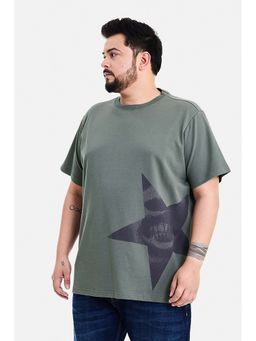 Snitch - Sage Green Graphic Half Sleeves Regular Casual T-Shirt for Men