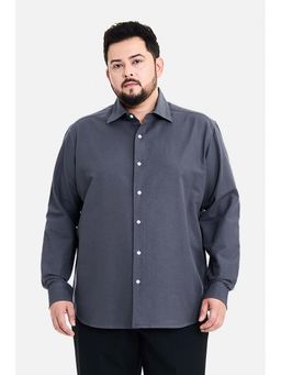Snitch - Grey Solid Full Sleeves Regular Casual Plus Size Shirt for Men