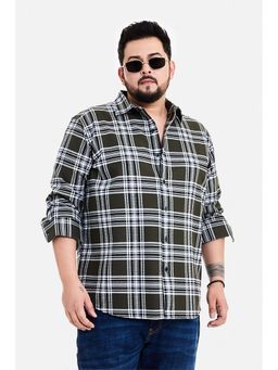 Snitch - Black Plaid Full Sleeves Regular Casual Plus Size Shirt for Men