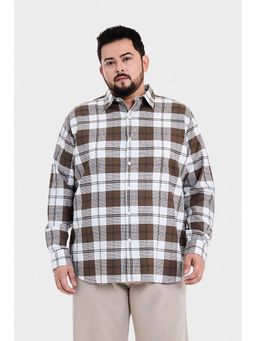 Snitch - Olive Checks Full Sleeves Regular Casual Plus Size Shirt for Men